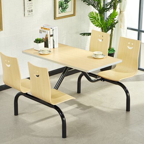 快餐桌椅学校员工食堂餐桌椅连体小吃店四人不锈钢桌椅组合