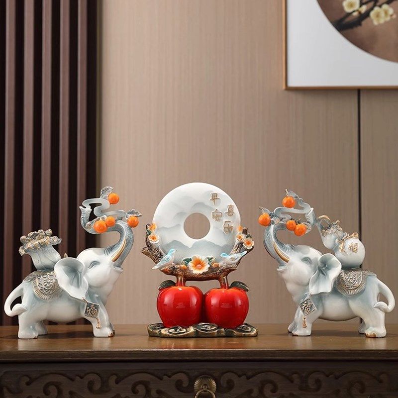 事事如意招财大象摆件一对吉象创意玄关家居酒柜装饰品客厅电视柜