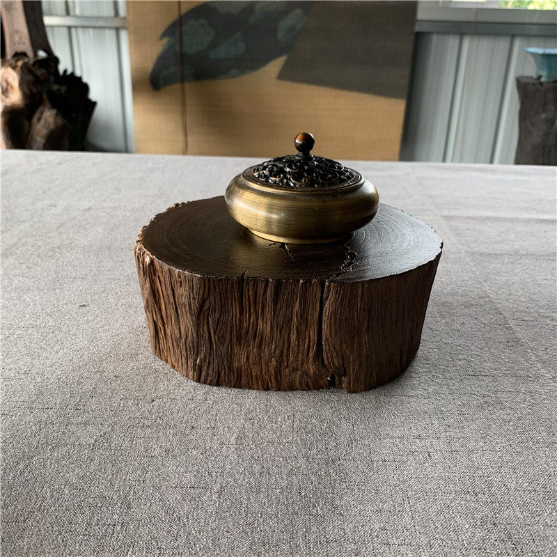 千年乌木实木铁壶隔热垫装饰底座原木天然树桩墩子花盆花瓶摆设垫