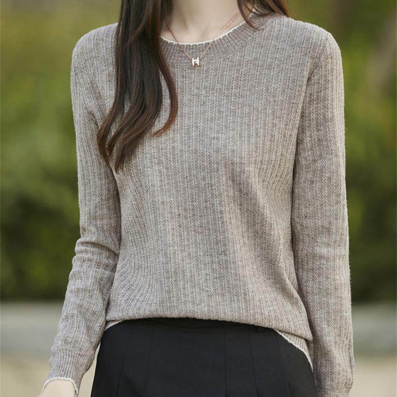 跨境2025秋冬新款花边圆领安迪绒针织衫女套头拼色百搭毛衣打底衫,女装/女士精品,毛针织衫,淘宝优惠券,粉丝福利购,淘宝优惠卷