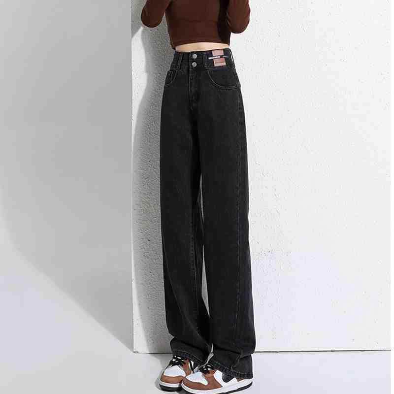 美式阔腿牛仔裤女2025年早春新款高腰梨型身材小个子拖地裤子春秋