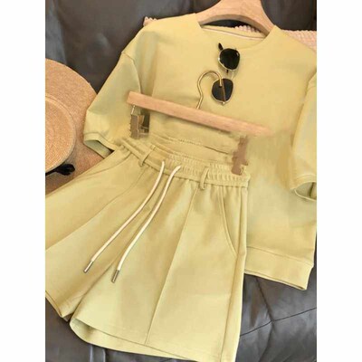 Summer Outfits for Women 2023 Solid O-neck Women Suit Casual