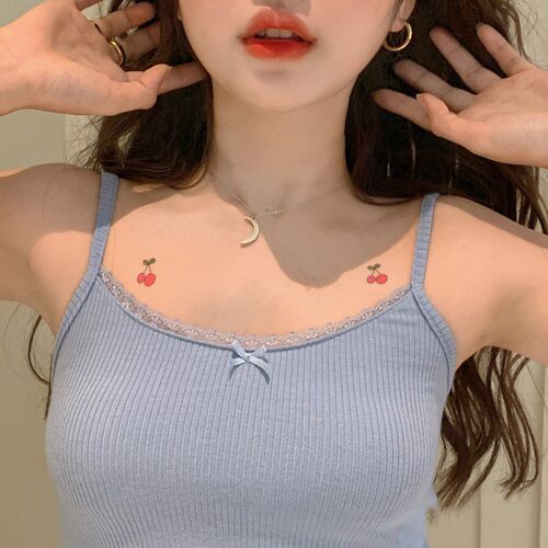 2023 Summer New Bow Lace Edge Crop ops Off Shoulder Spaghett