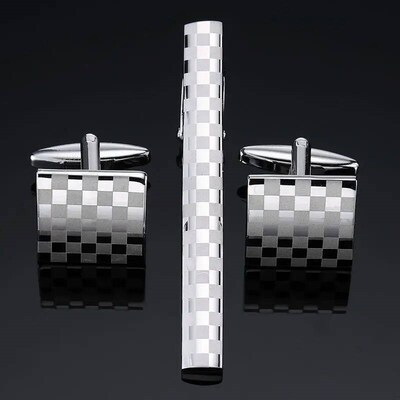 a set High quality brass enamel necktie clip cufflink suit m