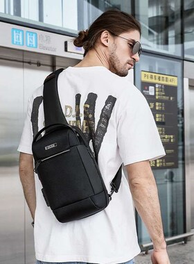 Chest Bag Mens Business Crossbody Bag Mens USB Anti-theft