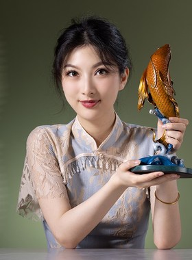 朱炳仁铜 鸿运锦鲤 家居桌面电视柜装饰精品鲤鱼摆件工艺礼品