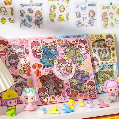 100 pet hand account stickers girls heart cute girl childre