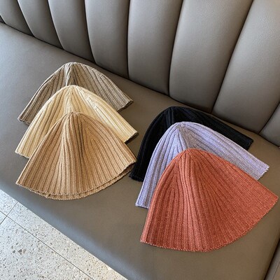 Fashion Spring Winter Solid Women Knitting Bucket Cap Visor
