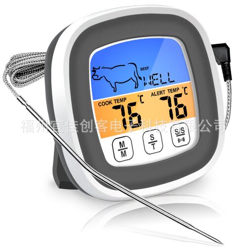 Barbecue thermometer with handle and probe, digital display