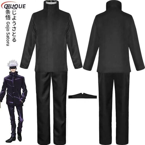 -XL Black / Blue Gojo Satoru Cosplay Costume Eye Patch Wigs