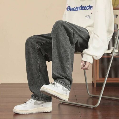 2023 New Korean Fashion Mens Casual Ankle-Length Jeans Clas