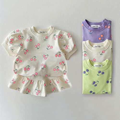 Fashion Girl Clothes Sets Summer Short Sleeve Sweatshirt Top