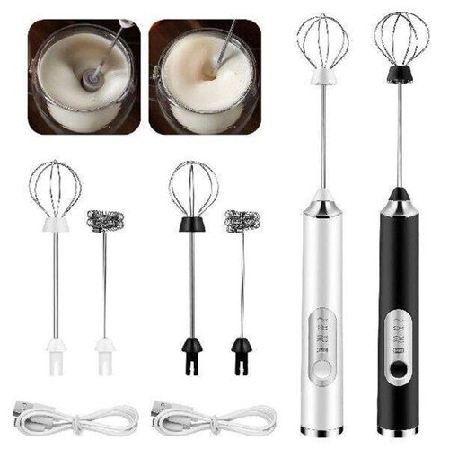 Plastic Stainless Electric Whisk Milk Frother Handheld