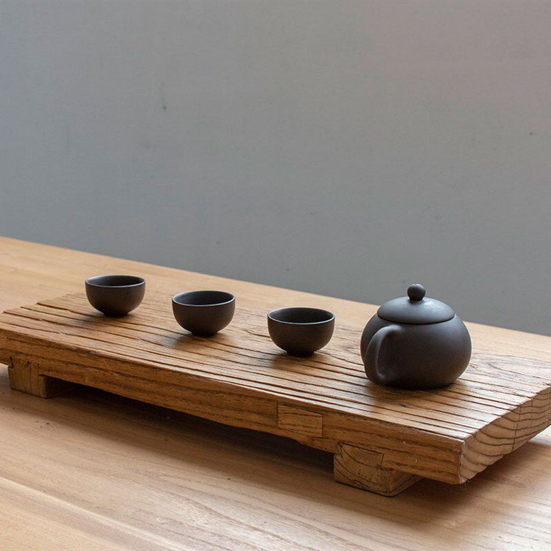 实木茶盘老门板茶托功夫茶具老门板摆件实木托盘底座喝茶休闲茶托