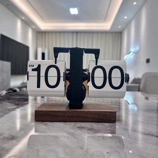 妙刻创意个性 复古机械自动翻页时钟桌面摆件家居数字钟表座钟