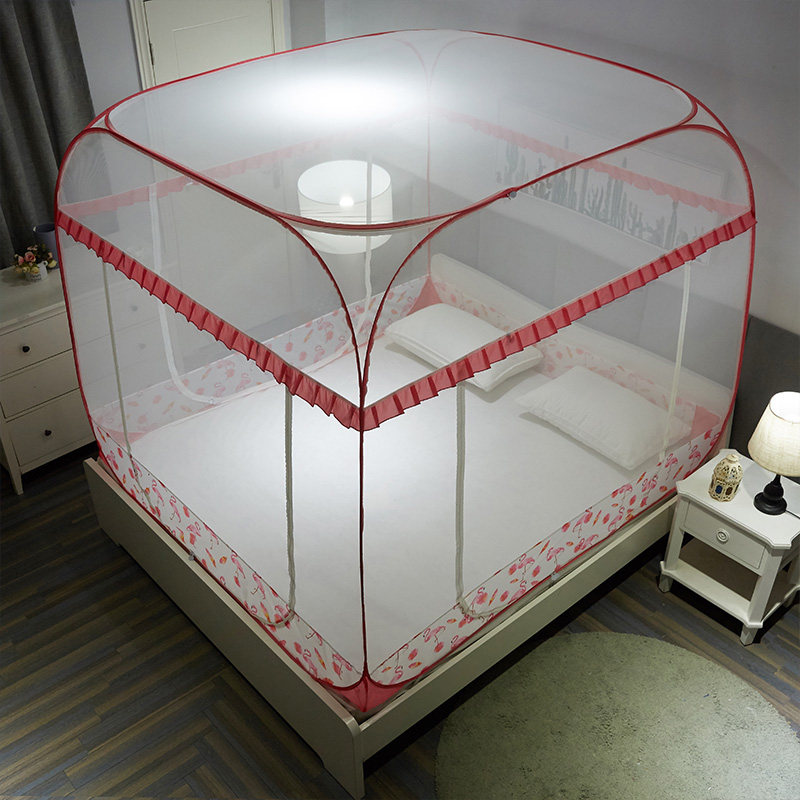 蚊帐2019年新款家用蒙古包1.2/1.5米1.8m床免安装1.35米纹帐无底