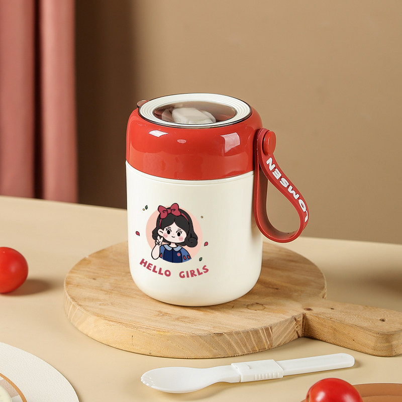 早餐杯带盖勺豆浆杯隔夜燕麦杯保温水杯家用便携上班族外带杯子XM