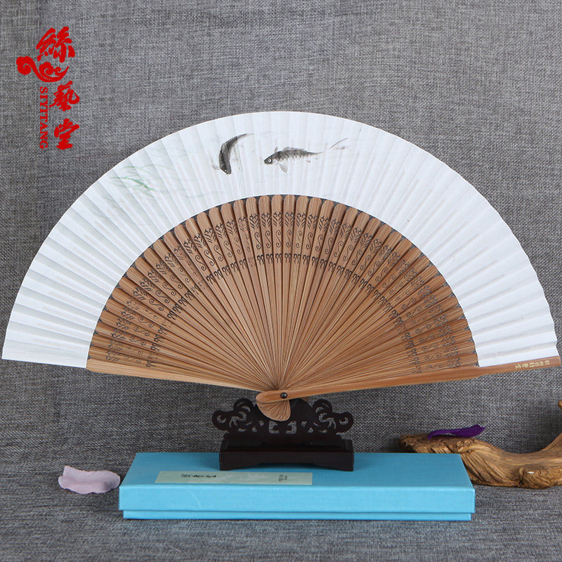 丝艺堂白纸扇子 古风香纸折扇串面纸扇子礼品竹扇工艺舞蹈扇女扇