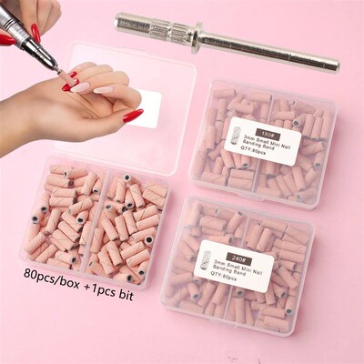 80pcs/box Pink 3.1mm  Sanding Bands Kits Nail Drill Bits Man