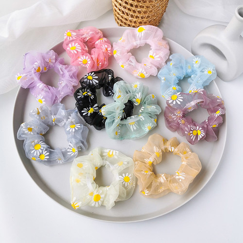 Woman Daisy Yarn Scrunchies Fashion Hair Ties Elastic Hairba