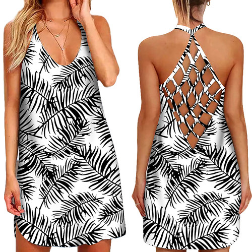 Summer Sexy Straps Dress Women  New Tropical Print O Neck