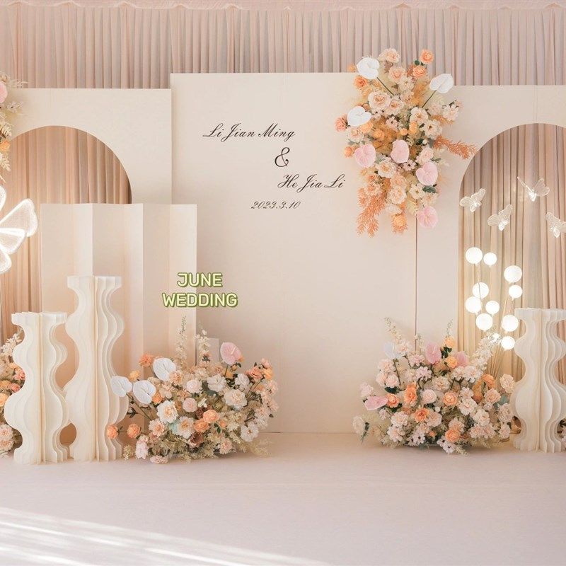 高级感香槟色婚礼背景墙室内婚礼背景KT板成品定制挂花回门宴布置,节庆用品/礼品,装扮布置套餐,淘宝优惠券,粉丝福利购,淘宝优惠卷