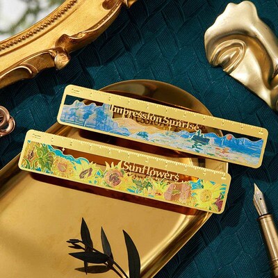 Retro Floral Mountains Landscape Ruler Creative Bookmarks fo