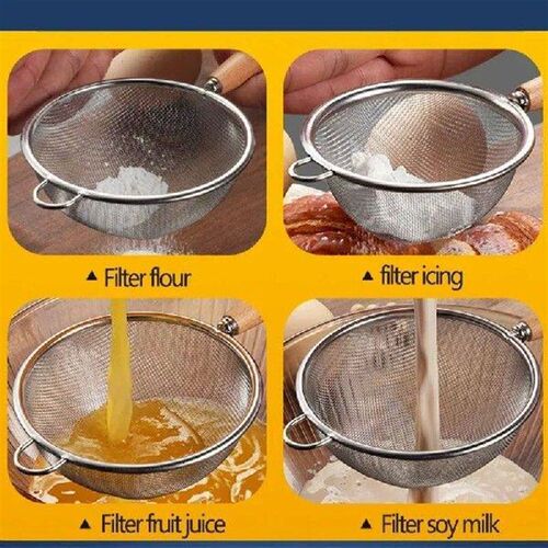 Wooden Handle Stainless Steel Small Colander Fine Mesh Oil