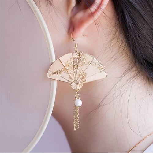 include mail chinese style fan earringJs ancient style super