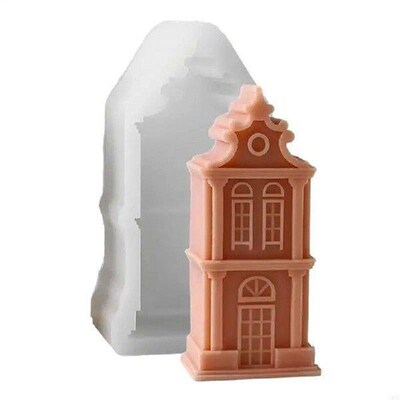 J6BB Chimney House Silicone Moulds 3D House Molds Resin