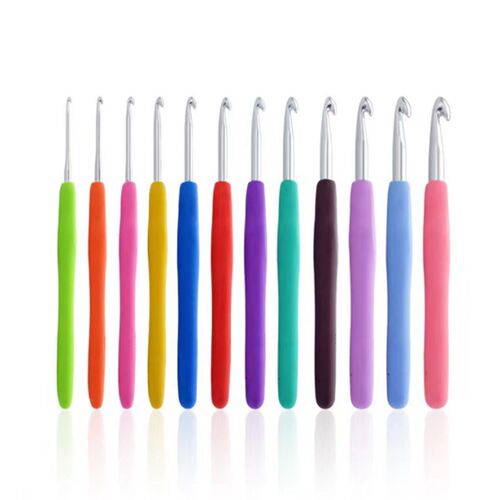 1pc/14pcs 2mm-10mm Colorful Soft Plastic Crochet Hook Set Kn