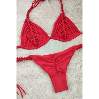 2024 New Bandage Stripe Brazilian Bikini Swimwear Womens Br