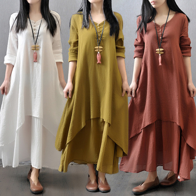 new Summer Women Boho Vintage Kaftan Loose Gypsy Maxi Dress