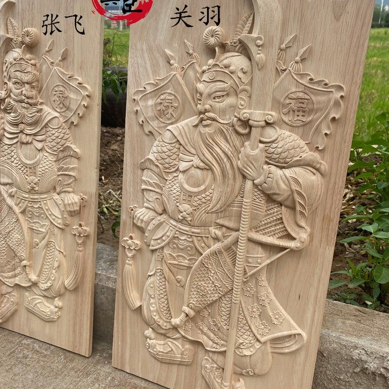 东阳木雕门神木质木板大门头长方形装饰画乡村庭院进户门化解挂件,家居饰品,木雕,淘宝优惠券,粉丝福利购,淘宝优惠卷