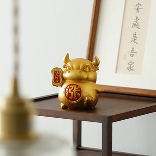 青砂石金牛气冲天招财股市摆件工艺品办公室牛市桌面装饰开业礼品
