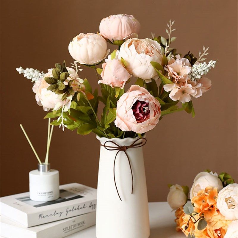 头欧式包芯牡丹仿真花婚庆塑料花假花客厅餐桌摆花装饰花艺摆件,家居饰品,仿真花/假花,淘宝优惠券,粉丝福利购,淘宝优惠卷