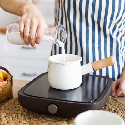 MDZF SWEETHOME 500ml Milk Pot With Wooden Handle Enamel Butt