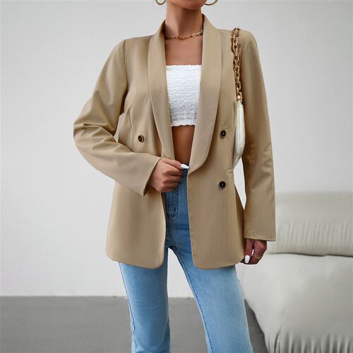 Women Blazer Tops Coat Womens Commuting Double Breasted