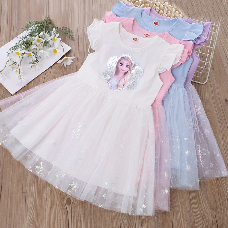 Girls Clothes 2023 New Summer Princess Dresses Flying Sleeve图片