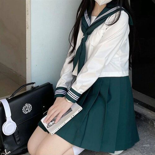 Japanese School Girl Uniform XS-XL JK Green Sailor Basic
