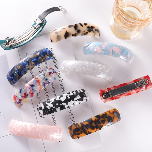 Vintage Acetate Snap Hair Clip Long Barrette Elegant Hair Cl