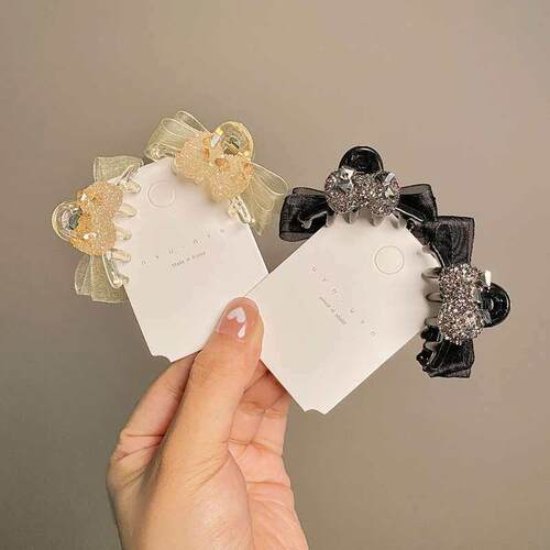 Double-sided bow small grip clip AB mesh small clip headdres