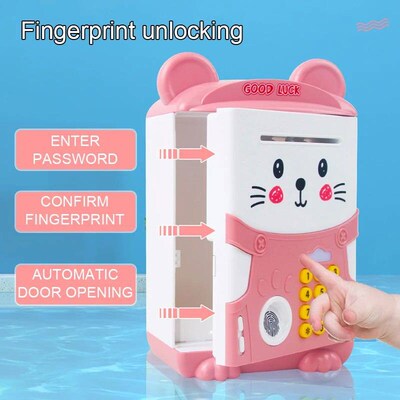 NEW Cartoon ATM Cash Saving Box Money Bank Toy For Kids