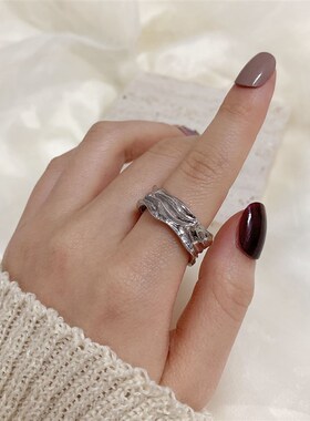 Minimalist Silver Color Geometric Irregular Open Rings Retro