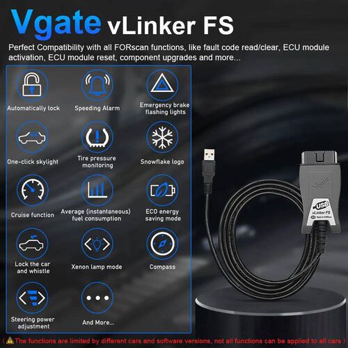 12/24V Vgate vLinker FS ELM327 USB For Ford Full FORScan Fun