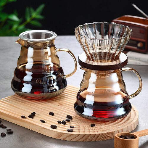 ffee Pot Filter Cup Glass Sharing Set Filter Heat-resistant