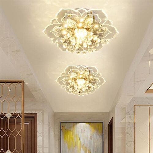 Modern LED Crystal Glass Ceiling Light Flower Shape Colorful