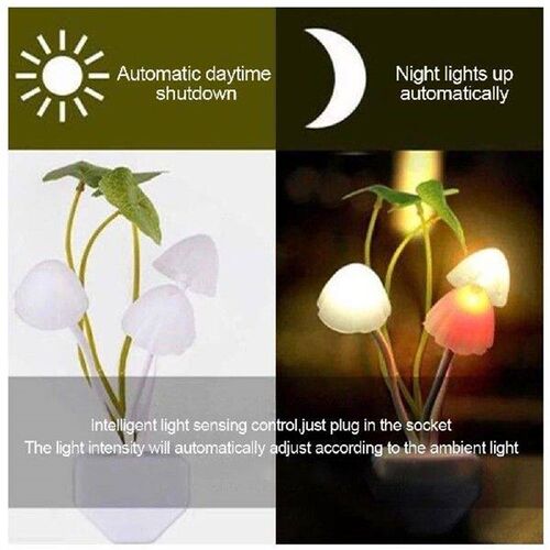 Night Light LED Mushroom Bedside Lamp EU / US Plug 7 Color