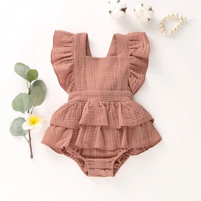 2024 Summer Newborn Baby Girls Bodysuits Clothes Princess Ru