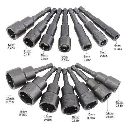 1/4 inch Magnetic Hexagon Socket Nut Driver 6-19mm Hex